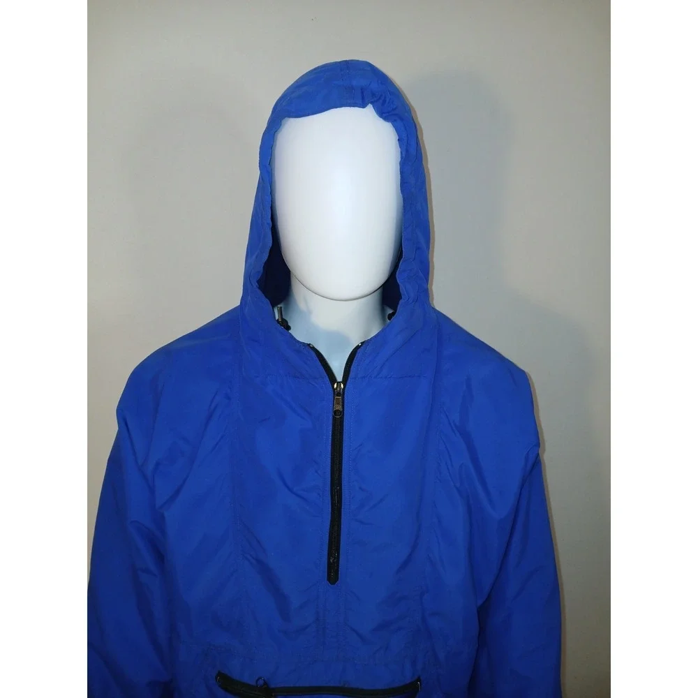 Vintage 80s L.L. Bean Anorak Size XL Blue 1/4 Zip Up Hooded USA